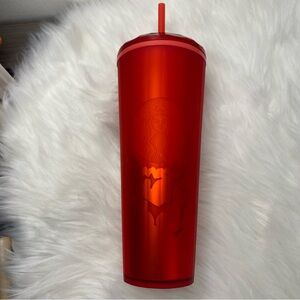 Starbucks 2022 Valentine's Day Red Heart Soft Touch Dome Tumbler.
